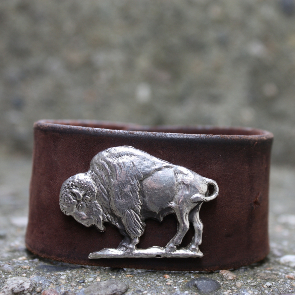 Sunset Trails Weathered Leather Bison Cuff