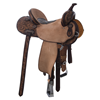 BURNS TWO TONE MAHOGANY BARREL SADDLE W/ 1/2 SUNFLOWER - 1/2CHOCOLATE BUCKSTITCH