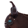 Burns Chocolate SO/RO Barrel Saddle - Round - 1/2 D. Daisy Floral w/ Turquoise Buckstitch Seat Corne