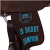 Burns Chocolate SO/RO Barrel Saddle - Round - 1/2 D. Daisy Floral w/ Turquoise Buckstitch Seat Corne