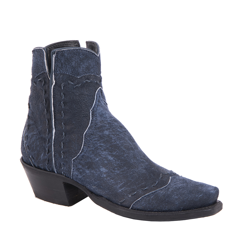 Ladies Navy Break Buckstitch Shorty Boot