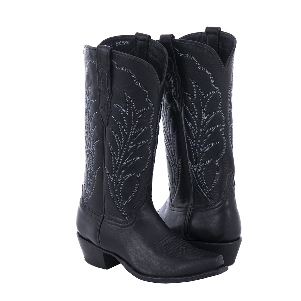 Ladies Blue Winn Stitch and Black Aniline Cowboy Boot