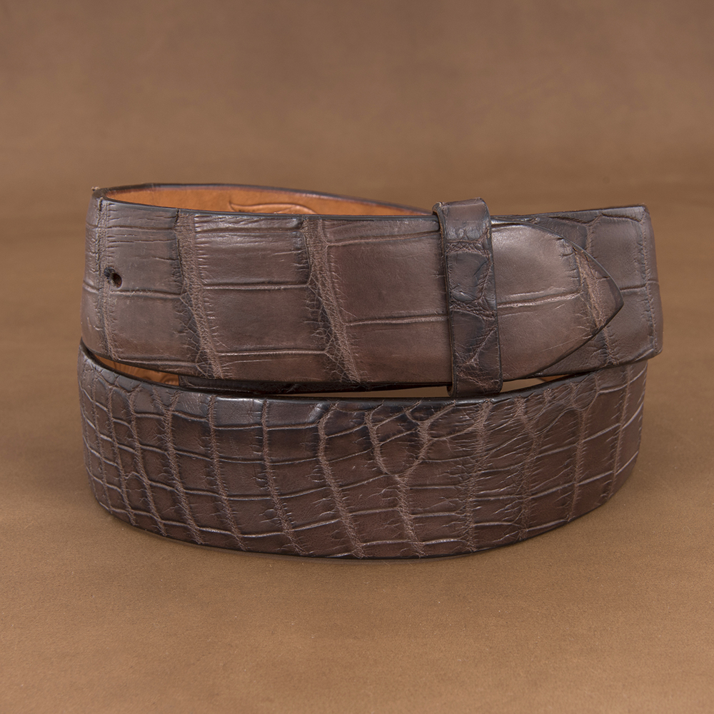 Chocolate Brown Nile Belly 1 1/2" Belt