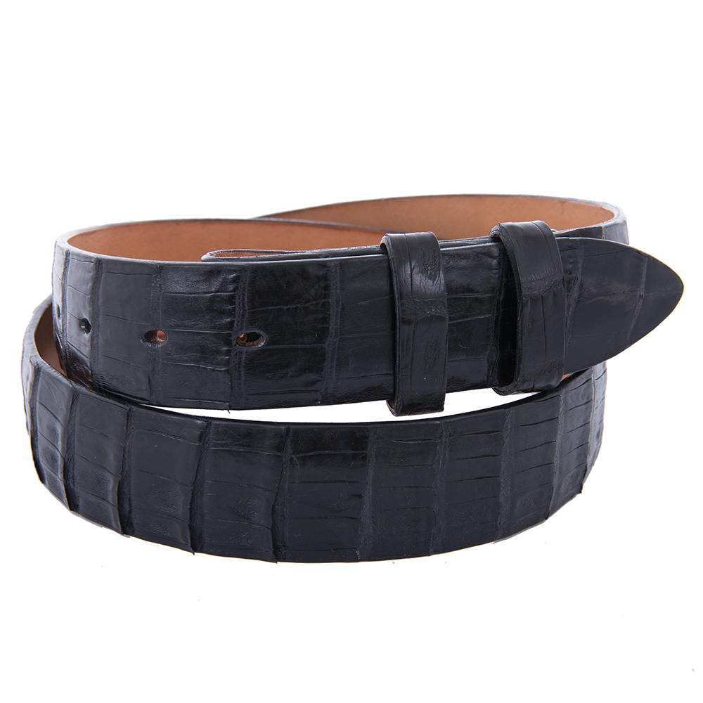 Black Gloss Caiman Tail 1 1/2" Belt