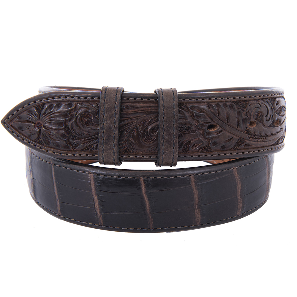 Chocolate Alligator Tooled Billets 1 1/2" Belts