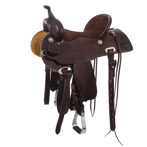 BURNS SADDLERY CHOCOLATE SADDLE W/ROSE