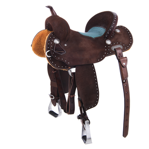 BURNS CHOCOLATE RO BARREL SADDLE W/ SS SPOT BORDER