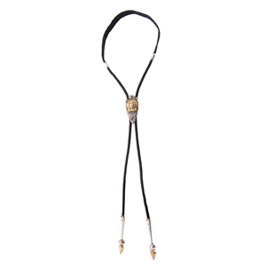 JJ Arrowhead Black Braided Bolo w/ 14K Chief