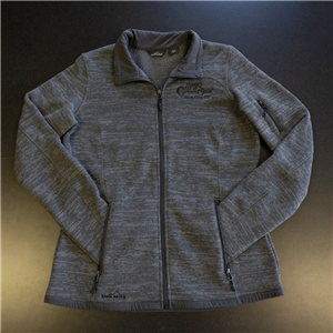 Womens Gray Crescent Full Zip Fleece Sweater