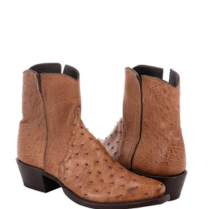 Ladies Brandy Full Quill Ostrich Short Boots