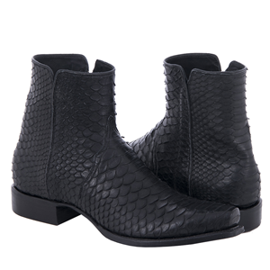 Men's Black Python Short Boots