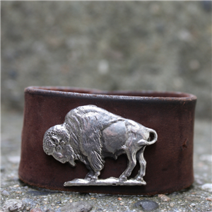 Sunset Trails Weathered Leather Bison Cuff