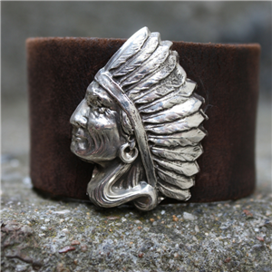 Chief Weathered Leather Bracelet Cuff