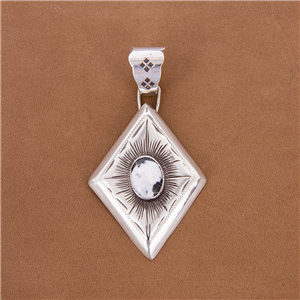  DIAMOND SHAPED PENDANT W/WHITE BUFFALO  STONE