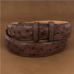 Tobacco Full Quill Ostrich 1 1/2" Belt