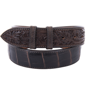 Chocolate Alligator Tooled Billets 1 1/2" Belts