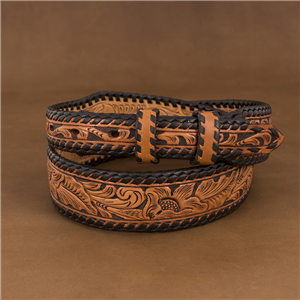 Sunset Trails Antique Brown Floral Hand Tooled Leather Belt